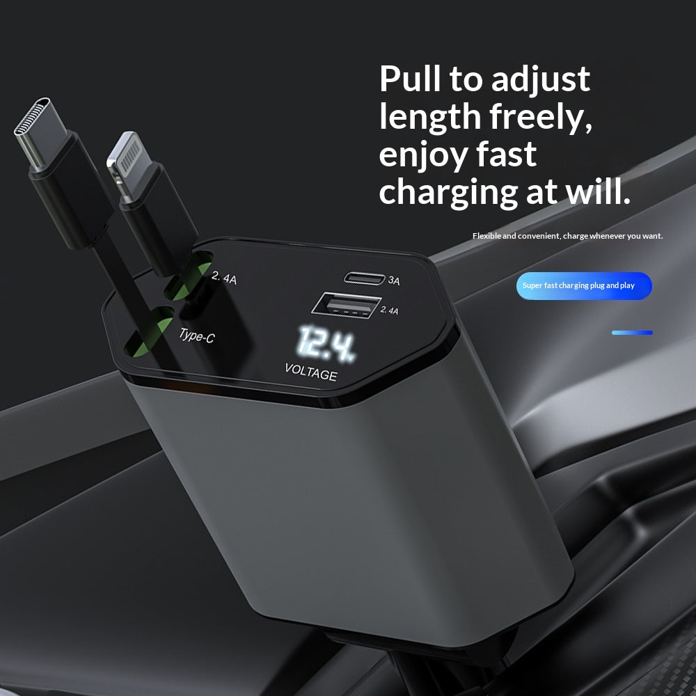 4-in-1 Retractable Car Charger 120W - photo 6