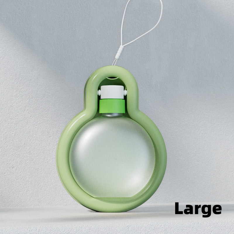 Portable pet water bottle with folded bowl — Green — Large