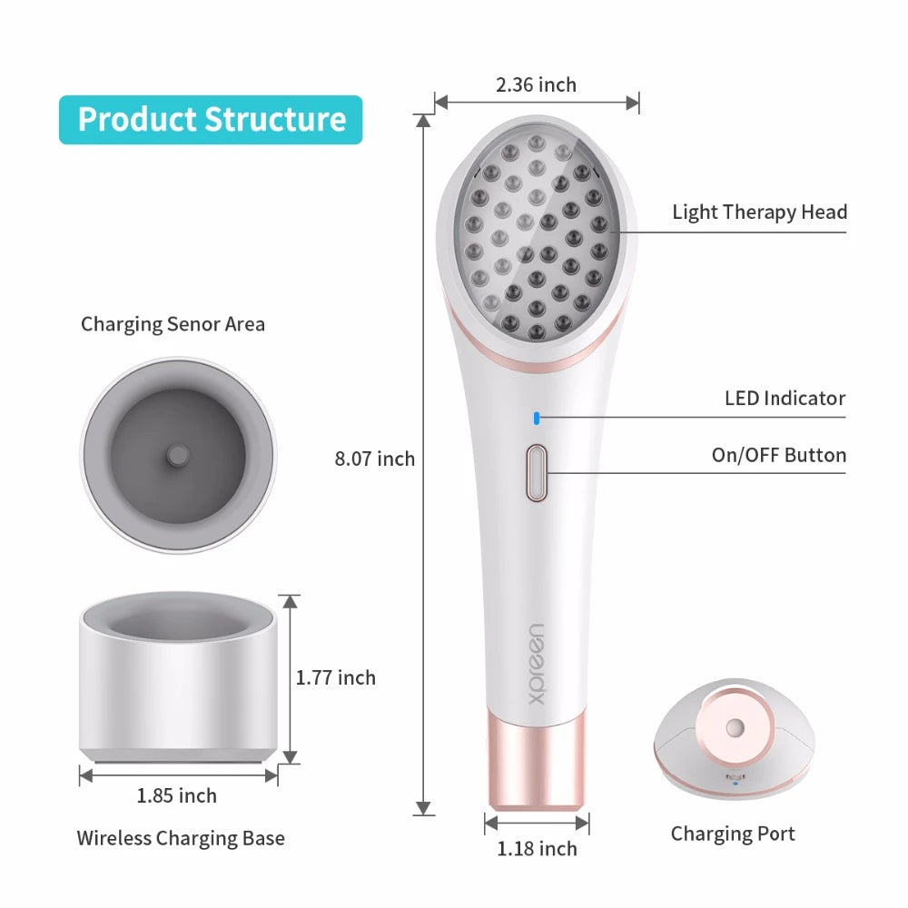 Acne Light Therapy Xpreen Wireless Rechargeable Light Acne Treatment Device Acne Clearing Eraser with Blue Light and Red Light - photo 12