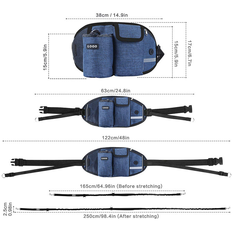Dog Training Leash Waist Bag Hands-Free Outdoor Pet Running Walking Leash Portable Dog Food Water Cup Storage Bags - photo 7