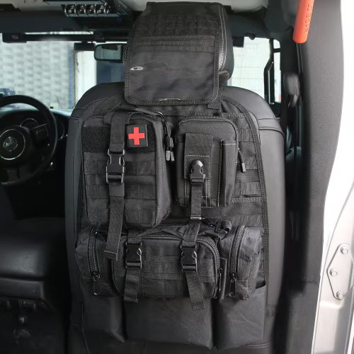 Universal Tactical Vehicle Back Seat Organizer With 3 Detachable Pouches-1 Set Of Bag
