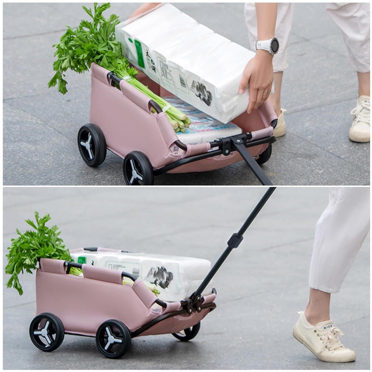 Pet Stroller Dog Cat Trolley Out Small Pet Cart Portable Foldable Storage Car - photo 2