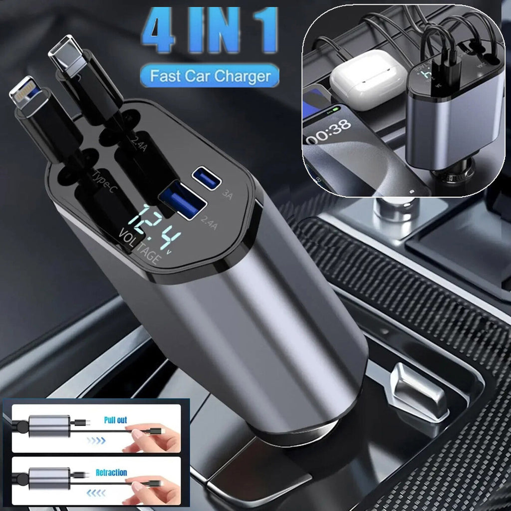4-in-1 Retractable Car Charger 120W - photo 8