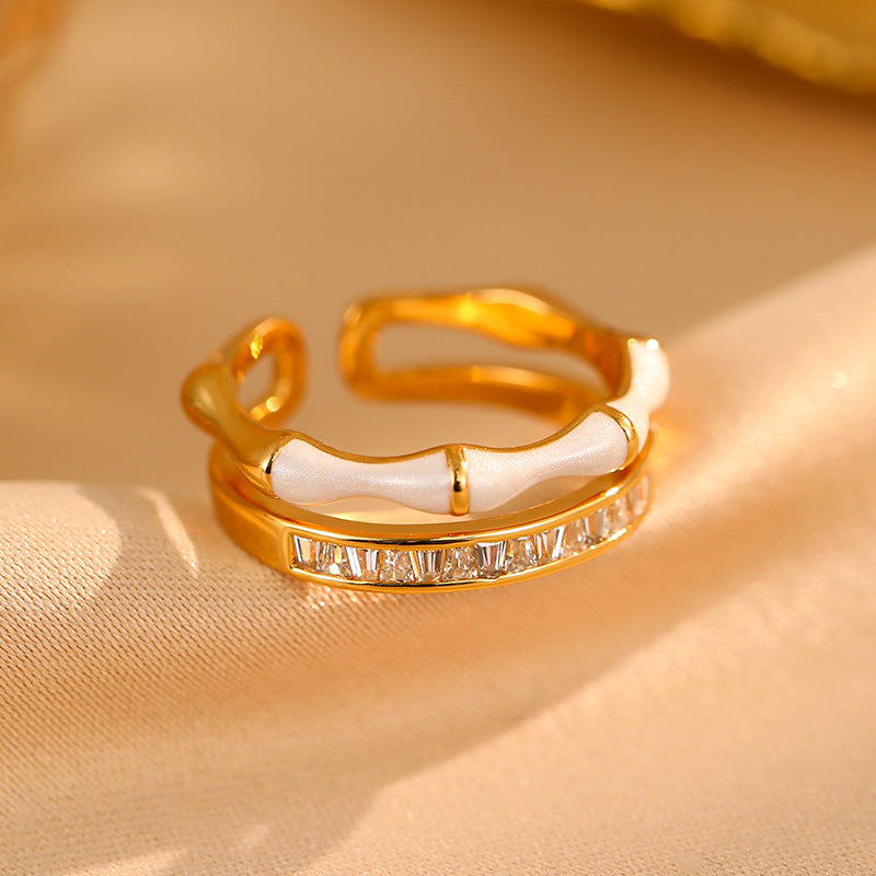 Zircon Bamboo Joint Open Ring Light Luxury Index Finger Ring - photo 6