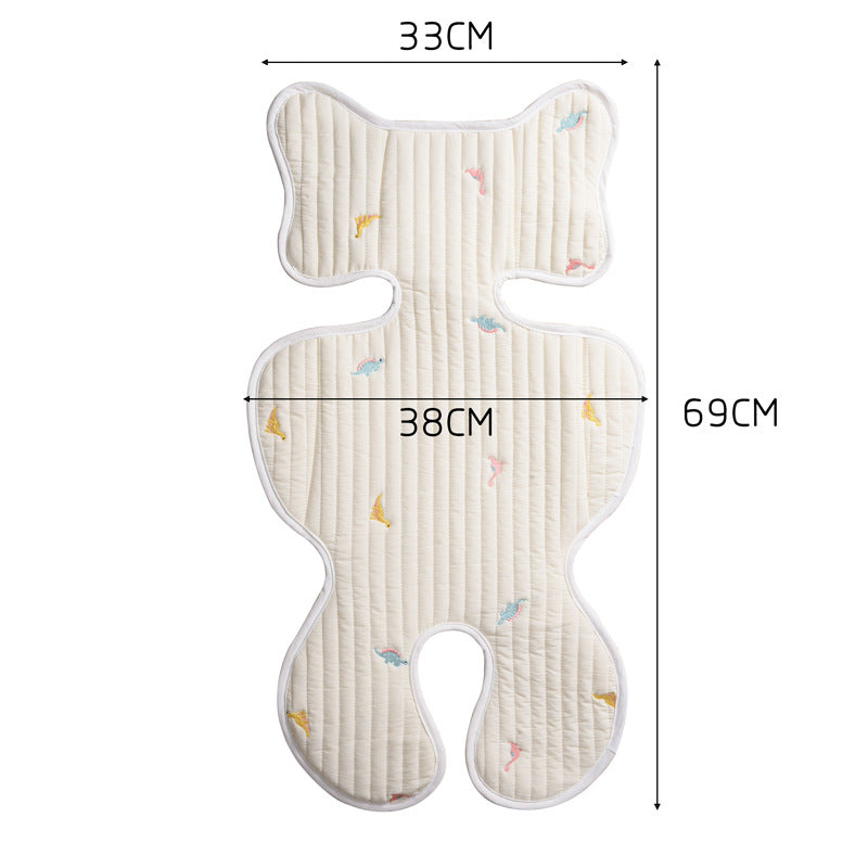 Stroller Thin Breathable Cotton Embroidered Seat Cushion - photo 4