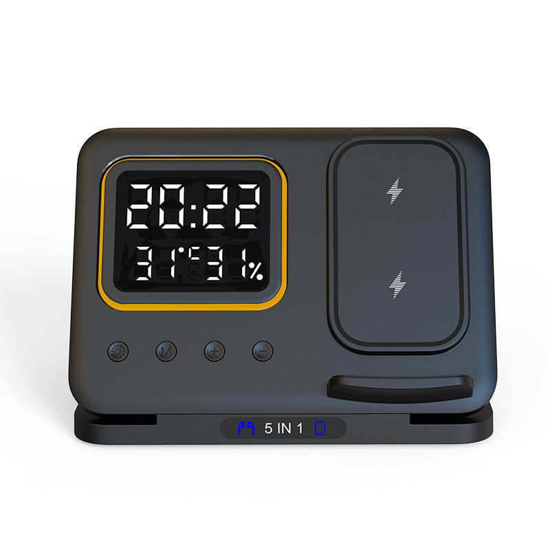 15W Wireless Chargers Stand 5 In1 LED Digital Alarm Clock Fast Charging Dock Station - photo 8