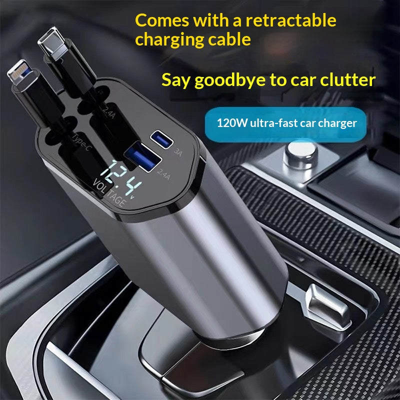 4-in-1 Retractable Car Charger 120W - photo 7