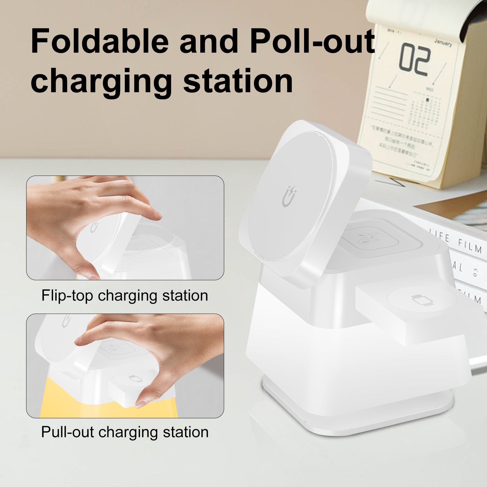4 In 1 Rotatable Colorful Lighting Wireless Charger Stand For Phone 15 14 13 12 Pro Max 8 7 Holder Magnetic Fast Charging Station - photo 5