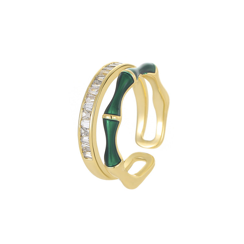 Zircon Bamboo Joint Open Ring Light Luxury Index Finger Ring - photo 7