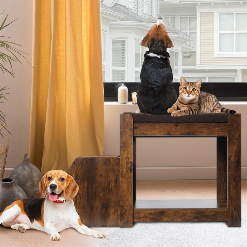 Pet Bunk Bed With Removable Step For Dogs And Cats, Multi-Level Bed Window Perch Seat Platform With Cushion And Cat Scratch Pad, Indoor Use - photo 3