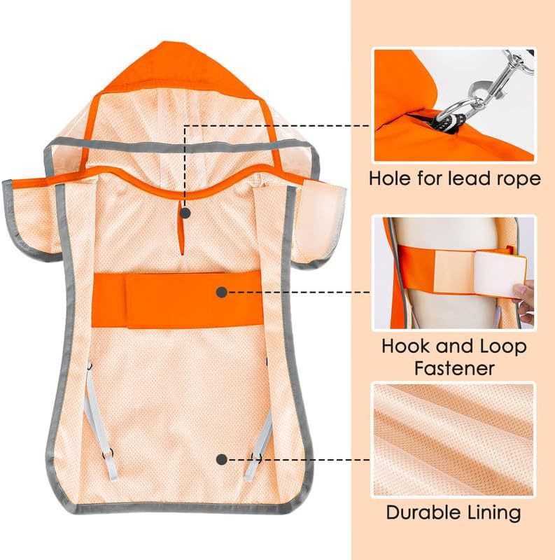 Dog Raincoat Waterproof Soft Breathable Dog Rain Jacket For Small Dog Hooded Dog Rain Coat With Transparent Cap Protect Belly - photo 8