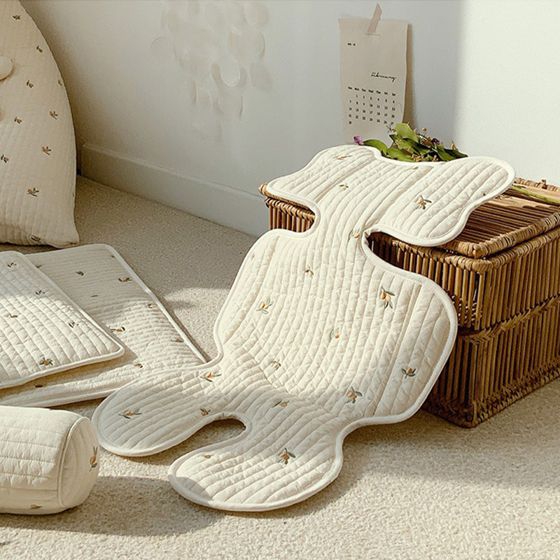 Stroller Thin Breathable Cotton Embroidered Seat Cushion - photo 9