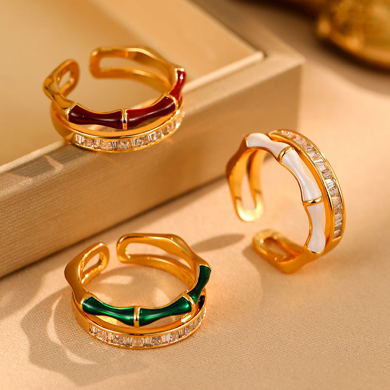 Zircon Bamboo Joint Open Ring Light Luxury Index Finger Ring - photo 5