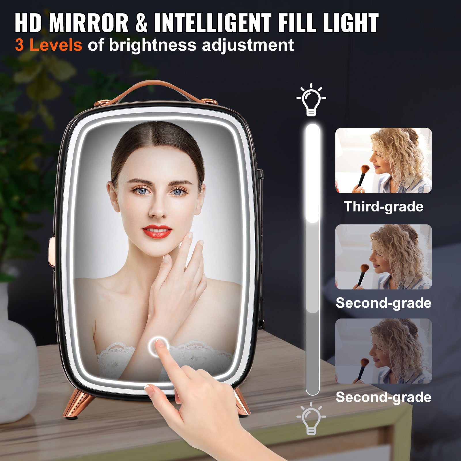 Vevor Mini Fridge, 6L Skincare Fridge With LED Light And HD Mirror, AC DC Makeup Fridges For Skin Care, Cosmetic Storage, Chill Face Mask Drink,  Small Refrigerator For Bedroom Dorm Desktop, Black - photo 4