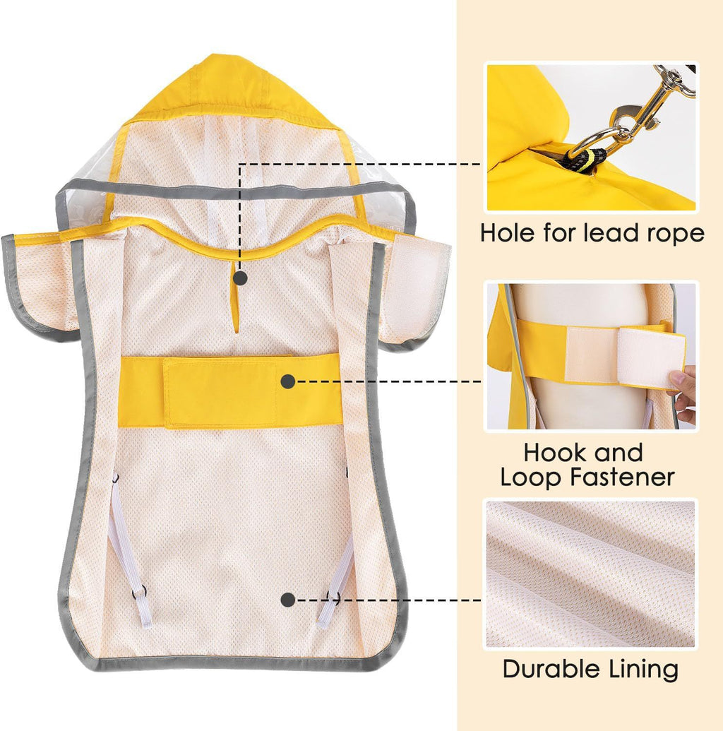 Dog Raincoat Waterproof Soft Breathable Dog Rain Jacket For Small Dog Hooded Dog Rain Coat With Transparent Cap Protect Belly - photo 9