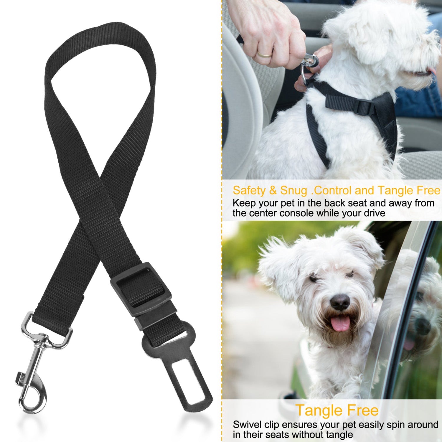 Dog Car Seat Belt, 2-Pack - photo 6