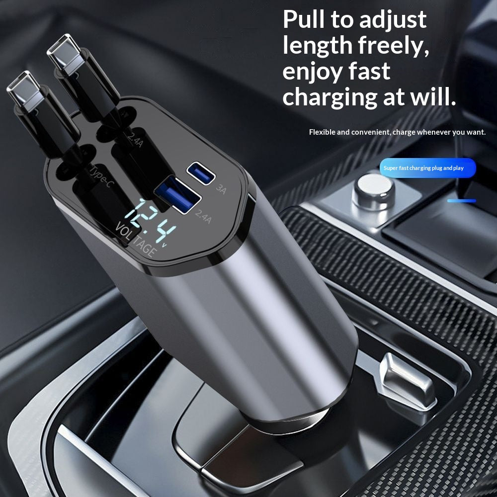 4-in-1 Retractable Car Charger 120W - photo 2