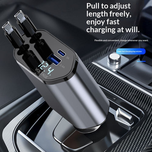 4-in-1 Retractable Car Charger 120W - photo 2