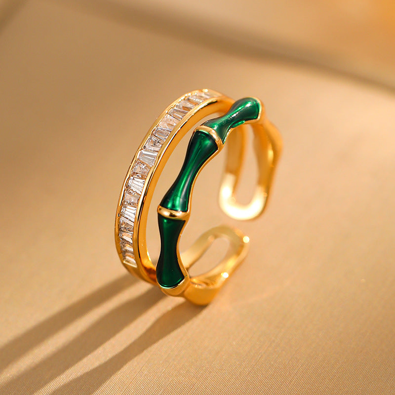 Zircon Bamboo Joint Open Ring Light Luxury Index Finger Ring - photo 4