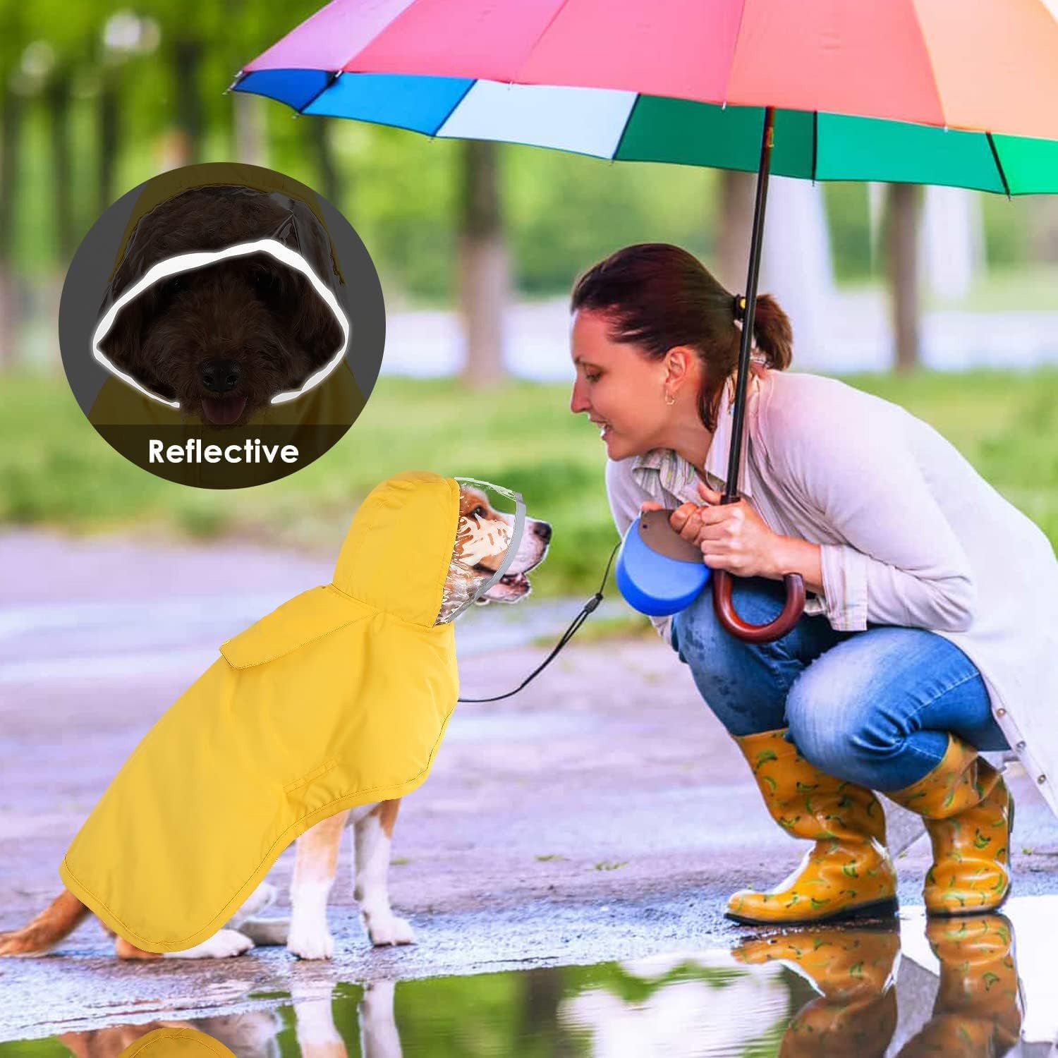 Dog Raincoat Waterproof Soft Breathable Dog Rain Jacket For Small Dog Hooded Dog Rain Coat With Transparent Cap Protect Belly - photo 12